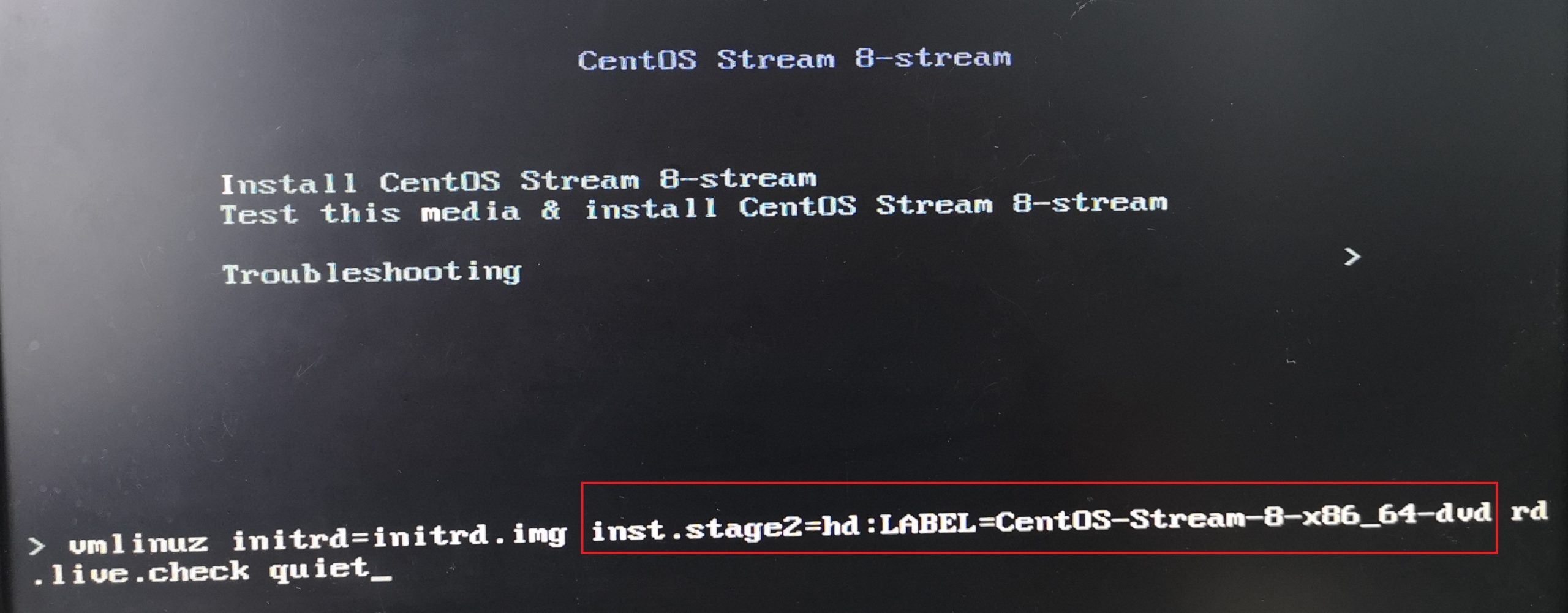 Install CentOS Stream 8-stream的启动参数